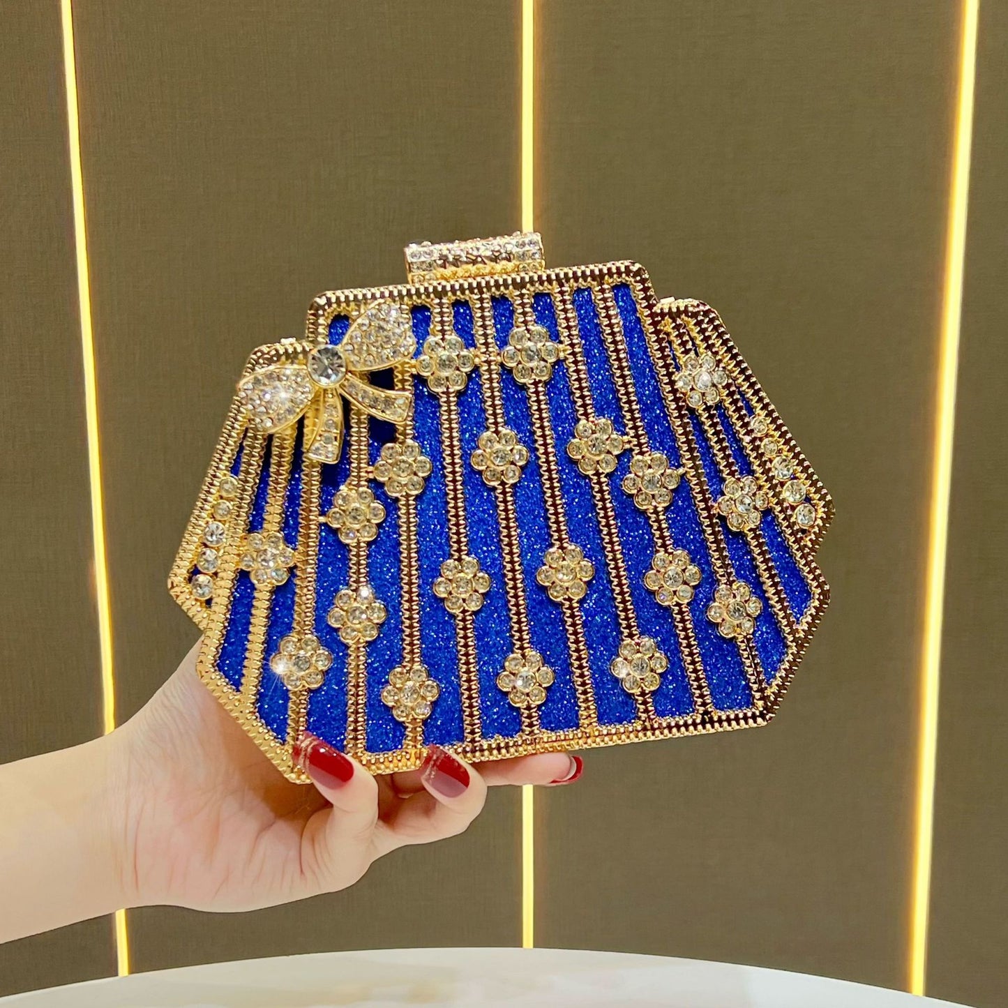 Women's Rhinestone-Embellished Light Luxury Evening Clutch, Premium Glamorous Top-Handle Crossbody Bag with Versatile Design, New Fashion Purse