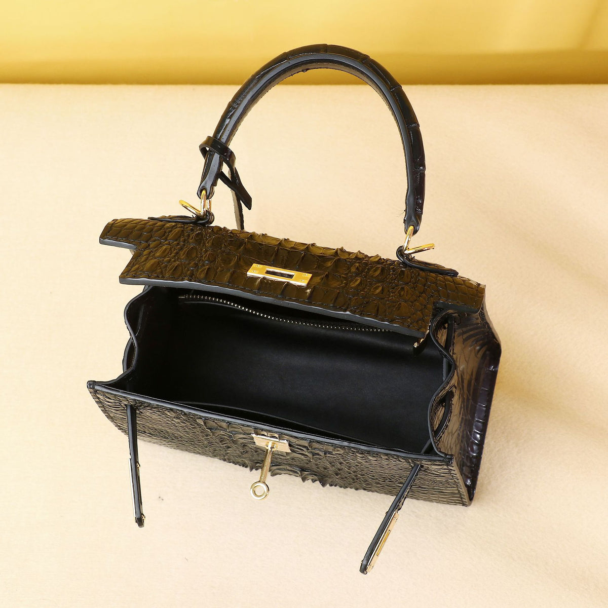 Elegant Croc-Embossed Birkin-Inspired Tote Bag for Women, Large Capacity Wristlet Handbag with Classic Versatile Design, Perfect for Everyday Style