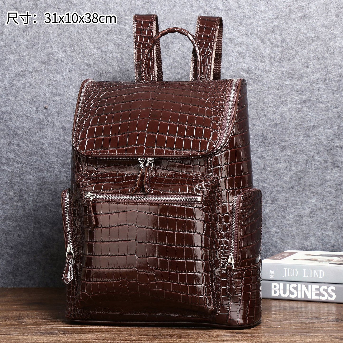 New Arrival Classic Croc-Effect Backpack for Men & Women, A Large Capacity Outdoor Travel Daypack with High-End Casual Design, Perfect for School & Adventure