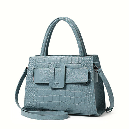 Genuine Leather Crocodile-Embossed Tote Handbag for Women, Trendy Niche Designer Shoulder Crossbody Top Handle Purse, Fashionable Bag for Ladies