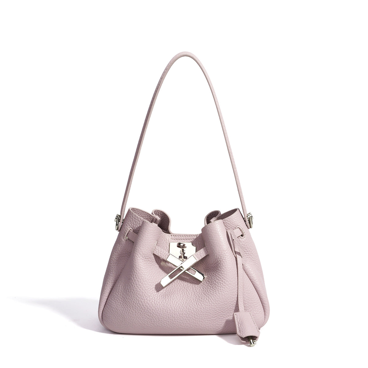 Genuine Pebbled Soft Leather Bucket Bag for Women, Relaxed Versatile Underarm Shoulder Crossbody Purse, Spring Summer Premium Niche Handbag for Ladies