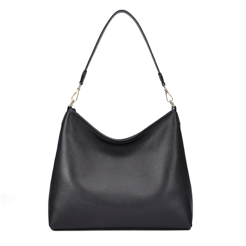 Soft Cowhide Hobo Tote Bag for Women Large Capacity Commuter Shoulder Handbag, Niche Minimalist Purse with Relaxed Slouchy Style