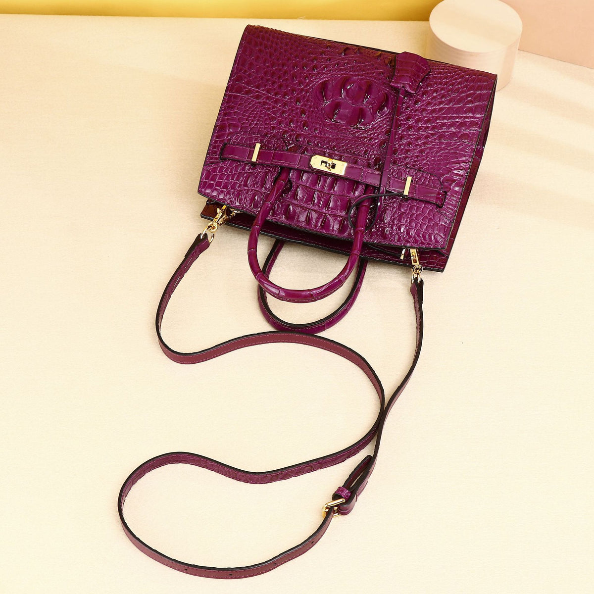 Chic Croc-Embossed Birkin-Inspired Tote Bag for Women, Large Capacity Wristlet Handbag with Versatile Classic Design, Perfect Everyday Purse