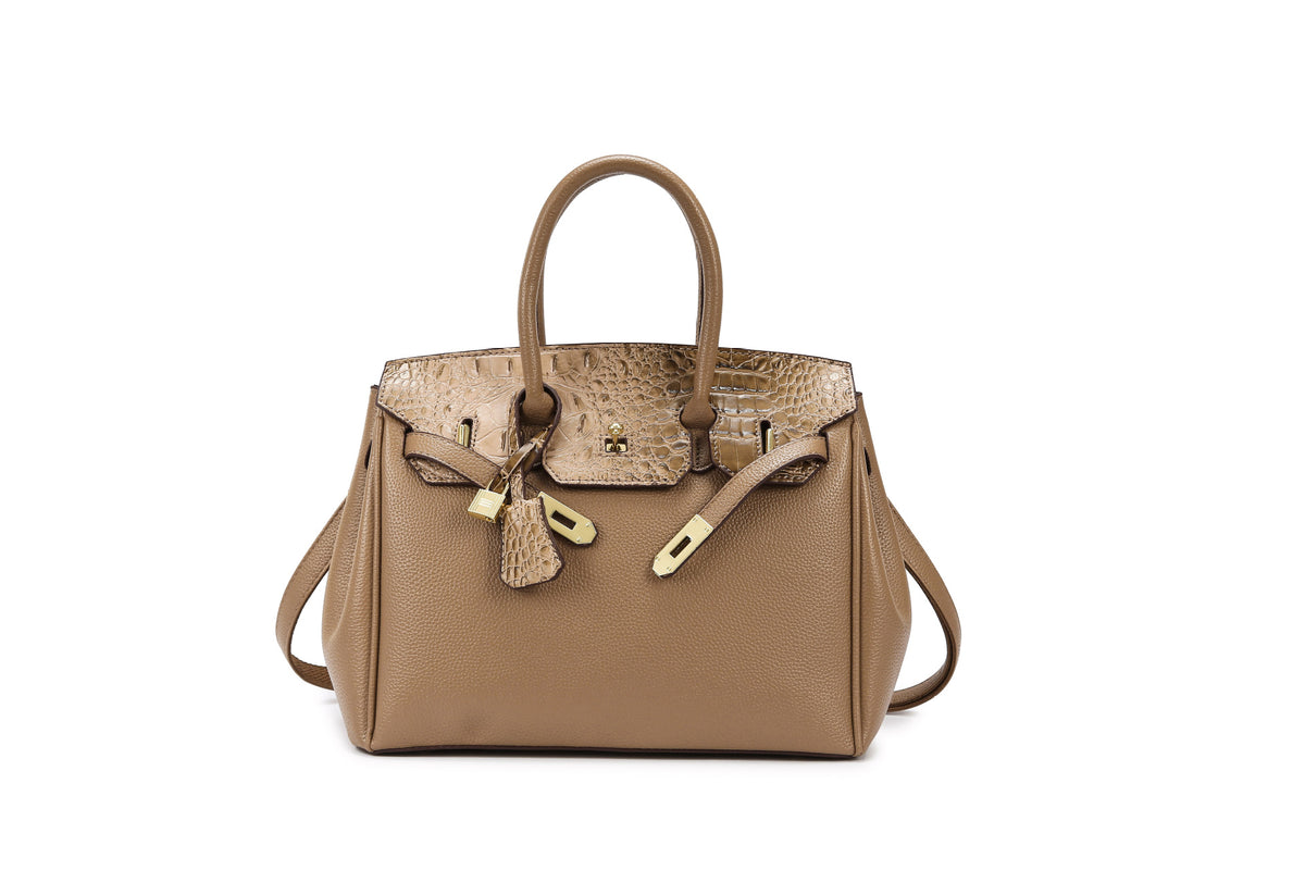 New Arrival Croc-Embossed Birkin-Inspired Tote Bag for Women, Spliced Leather Design with Versatile Top-Handle Shoulder Carry, Ideal Commuter Handbag for Work & Everyday