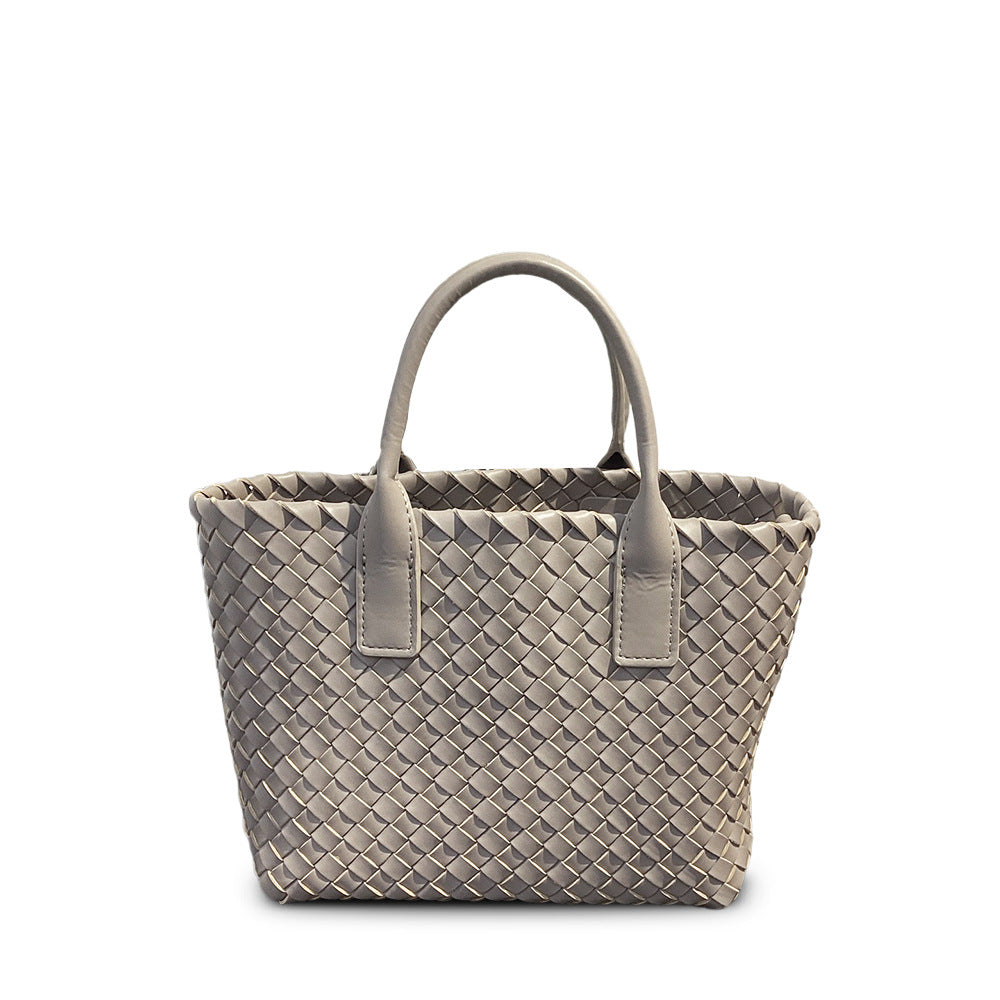 Woven Leather Basket Tote, Niche Best-Selling Handbag, Versatile Shoulder & Crossbody Bag for Women
