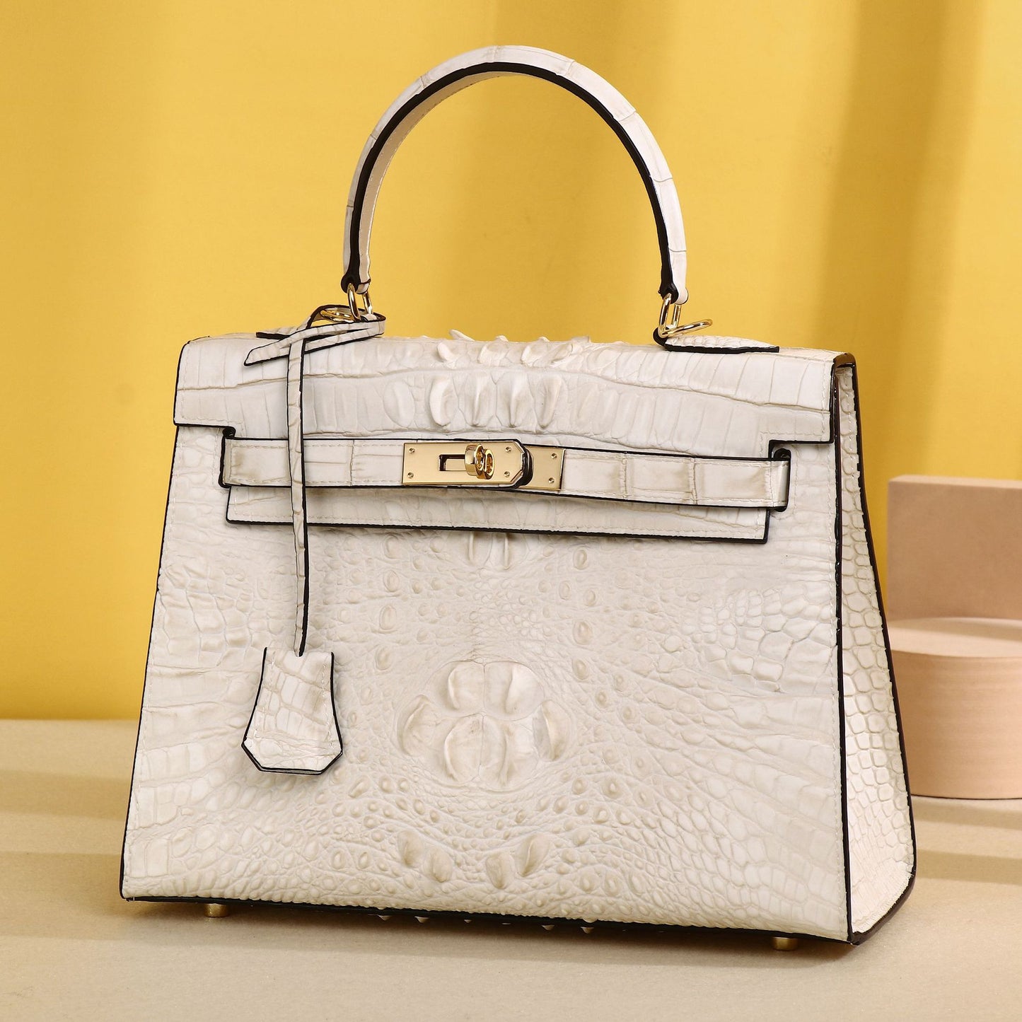 New Arrival Classic Croc-Effect Kelly-Inspired Bag for Women, A Versatile Top-Handle Crossbody Shoulder Handbag with High-End Outdoor Design