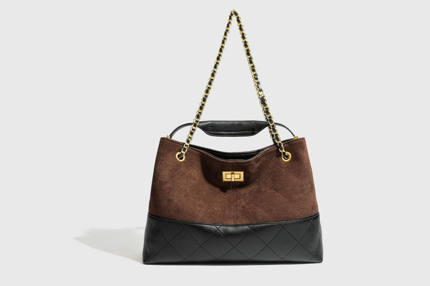Genuine Leather Vintage Patchwork Quilted Tote Bag for Women, New Large Capacity Commute Shoulder Underarm Purse with Chain Strap, Premium Handbag for Ladies