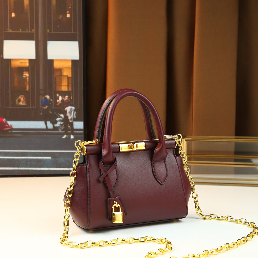 French Vintage Shell Bag for Women Classic Clasp Closure Chain Top Handle Shoulder Purse, Premium Versatile Handbag with Timeless Parisian Elegance