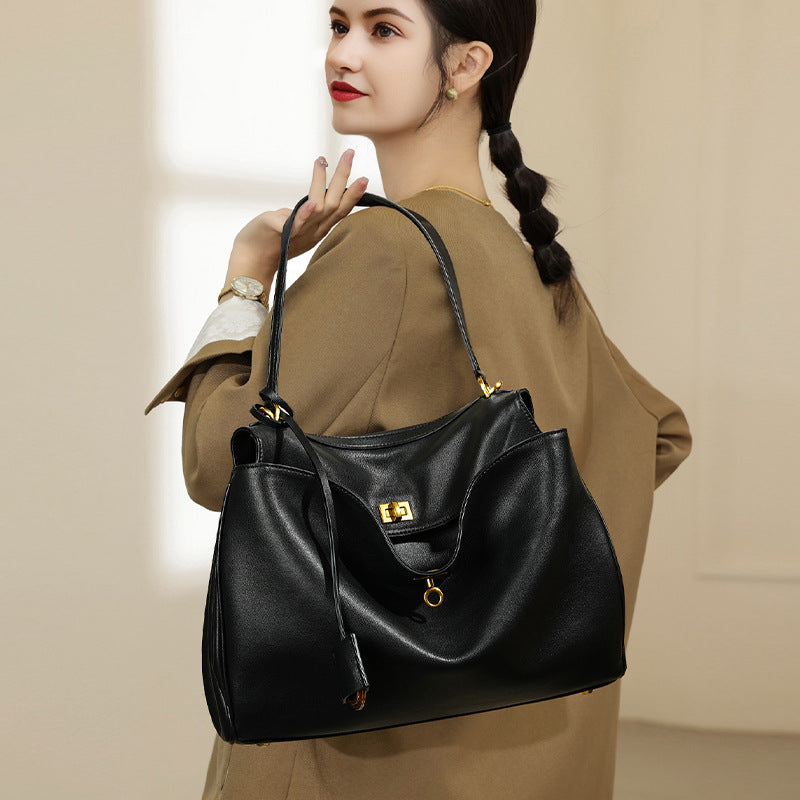 New Premium Rodeo Underarm Commute Bag, Large Capacity Crossbody Tote Purse, Genuine Cowhide Versatile Handbag for Women