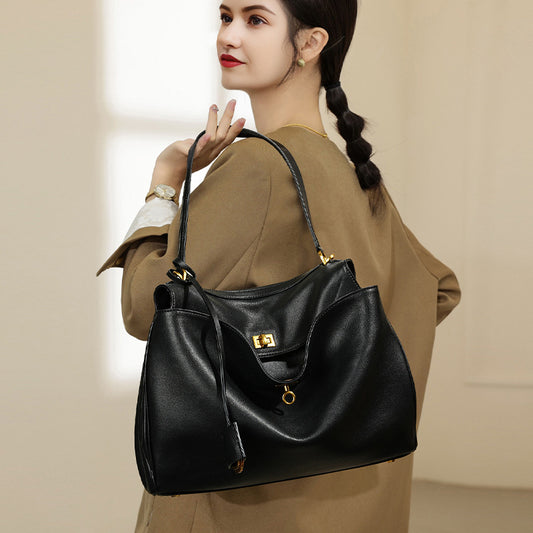 New Premium Rodeo Underarm Commute Bag, Large Capacity Crossbody Tote Purse, Genuine Cowhide Versatile Handbag for Women