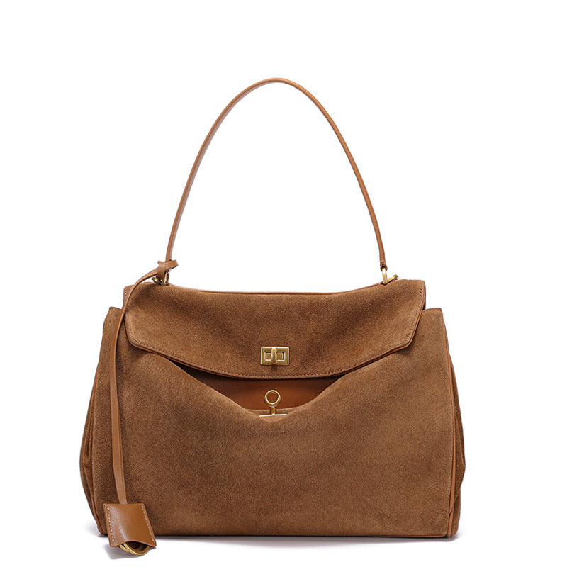 Suede Tote Bag for Women Large Capacity Vintage Shoulder Handbag, Elegant Stylish Purse with Soft Luxurious Texture
