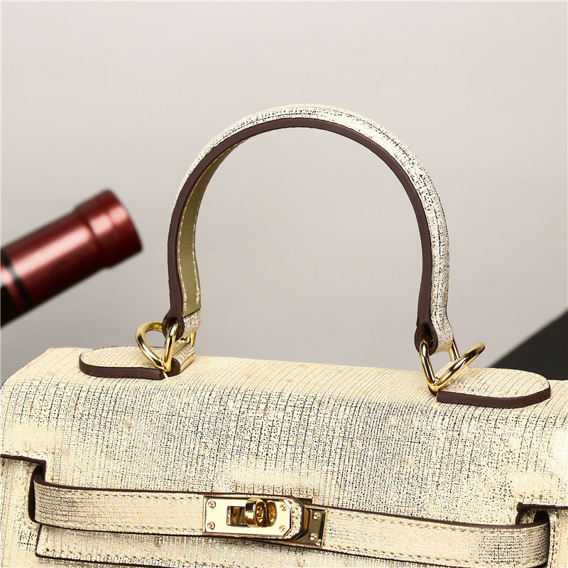 Genuine Gold Ostrich Leather Kelly Bag for Women Large Capacity Shoulder Crossbody Handbag, Versatile Purse with Luxurious Textured Finish