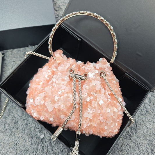 New Tassel Evening Bag for Women, Soft Sequin Shoulder Crossbody Purse, Light Luxury Sparkly Handbag for Parties & Events