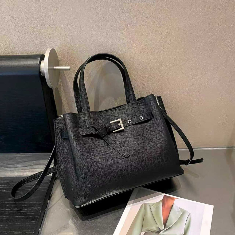 Genuine Togo Top Layer Cowhide Large Capacity Tote Bag for Women, New Soft Leather Crossbody Shoulder Purse, Minimalist Everyday Handbag for Ladies