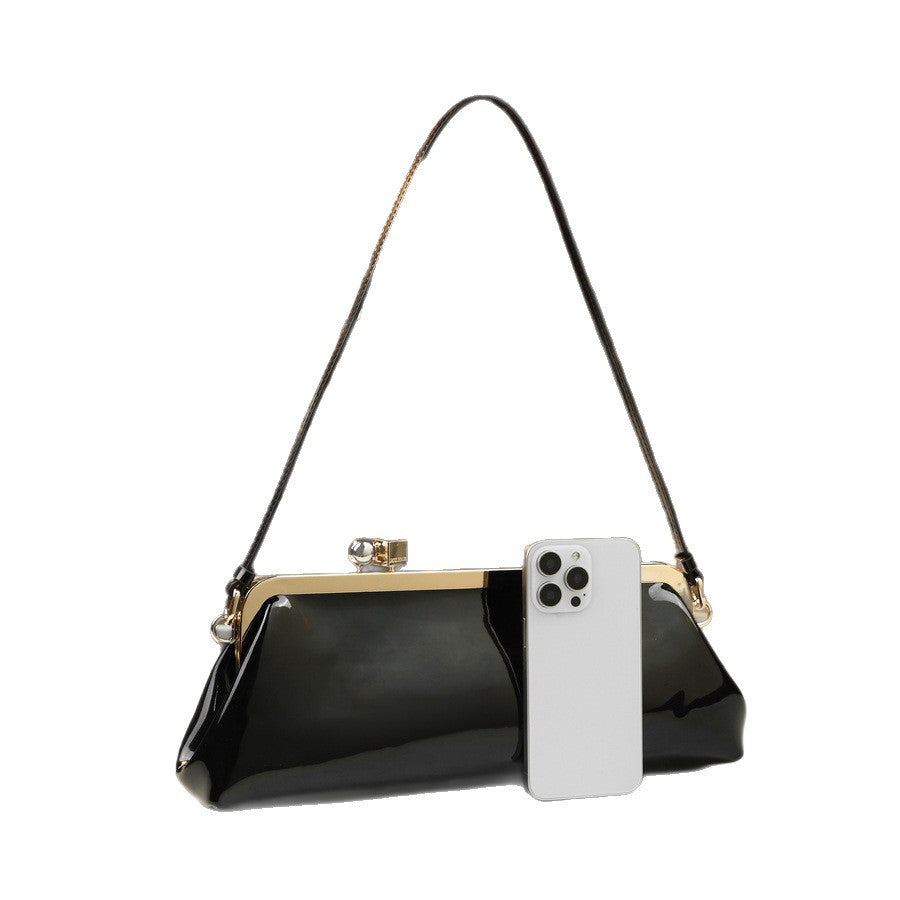 Glossy Round Ball Metal Clip Baguette Bag for Women Large Capacity Evening Shoulder Handbag, Premium Statement Purse with Shiny Hardware Accent