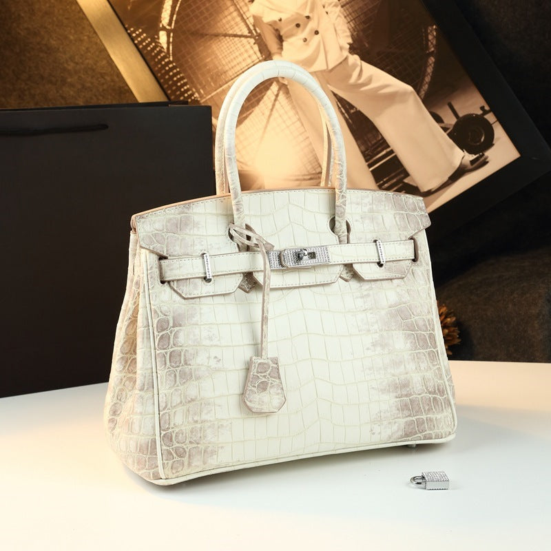 Chic Croc-Embossed Birkin-Inspired Tote Bag for Women, Premium Genuine Leather Top-Handle Crossbody Shoulder Handbag with Elegant Spacious Design, Everyday Purse