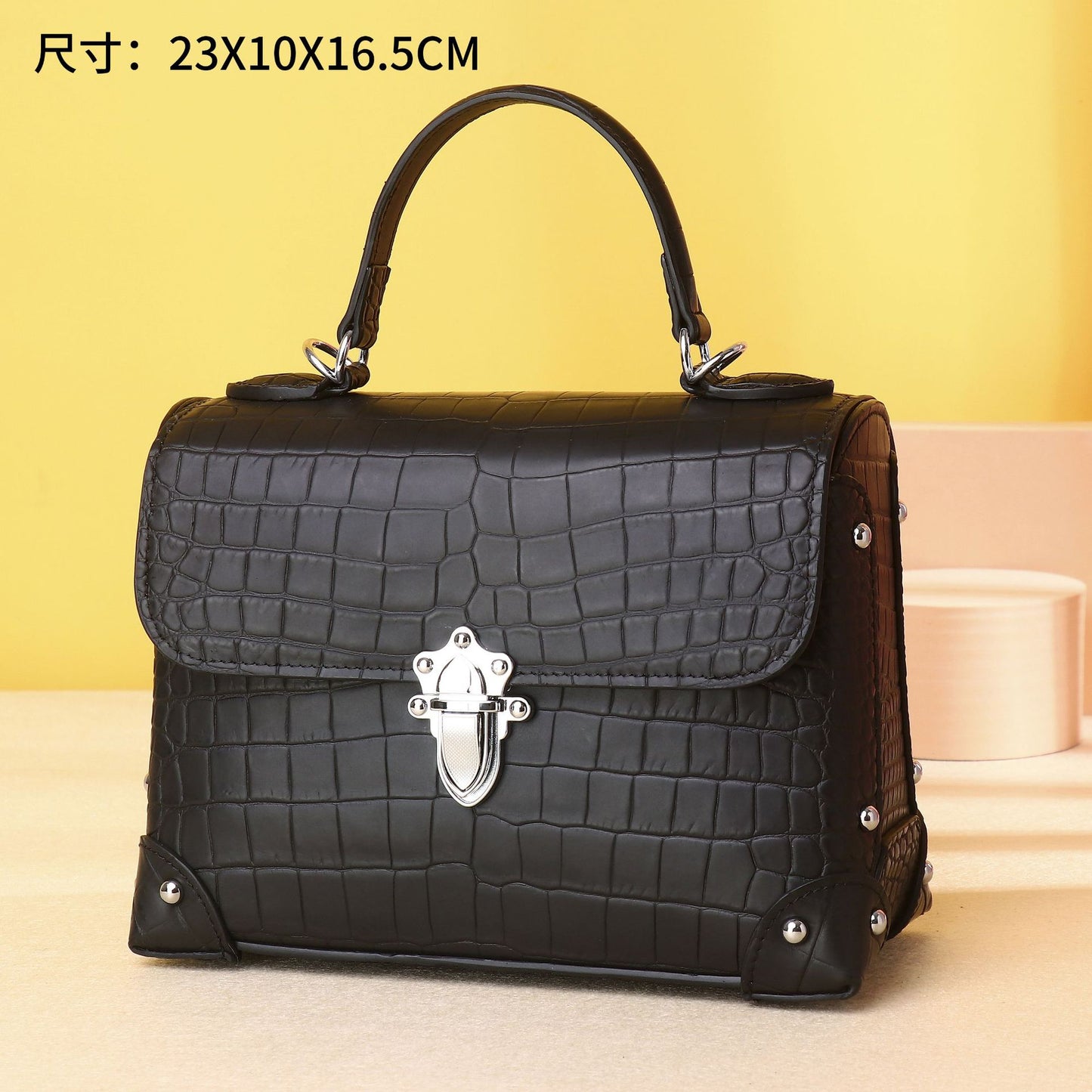 New Arrival Matte Croc-Effect Box Bag for Women, A Classic Top-Handle Shoulder Crossbody Handbag with High-End Fashionable Design, Perfect Everyday Purse