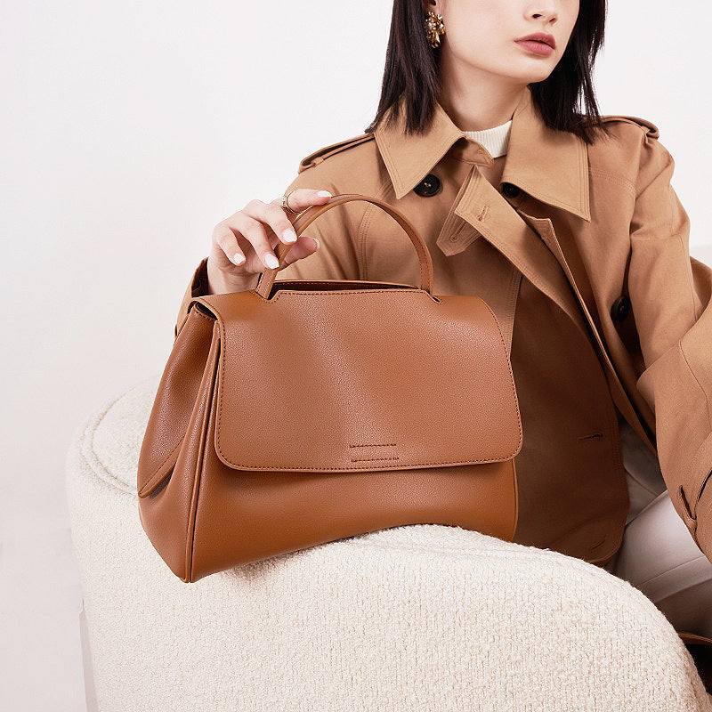 New Premium Cowhide Large Capacity Tote Bag, Versatile Shoulder Crossbody Top Handle Purse, Fashionable Handbag for Women