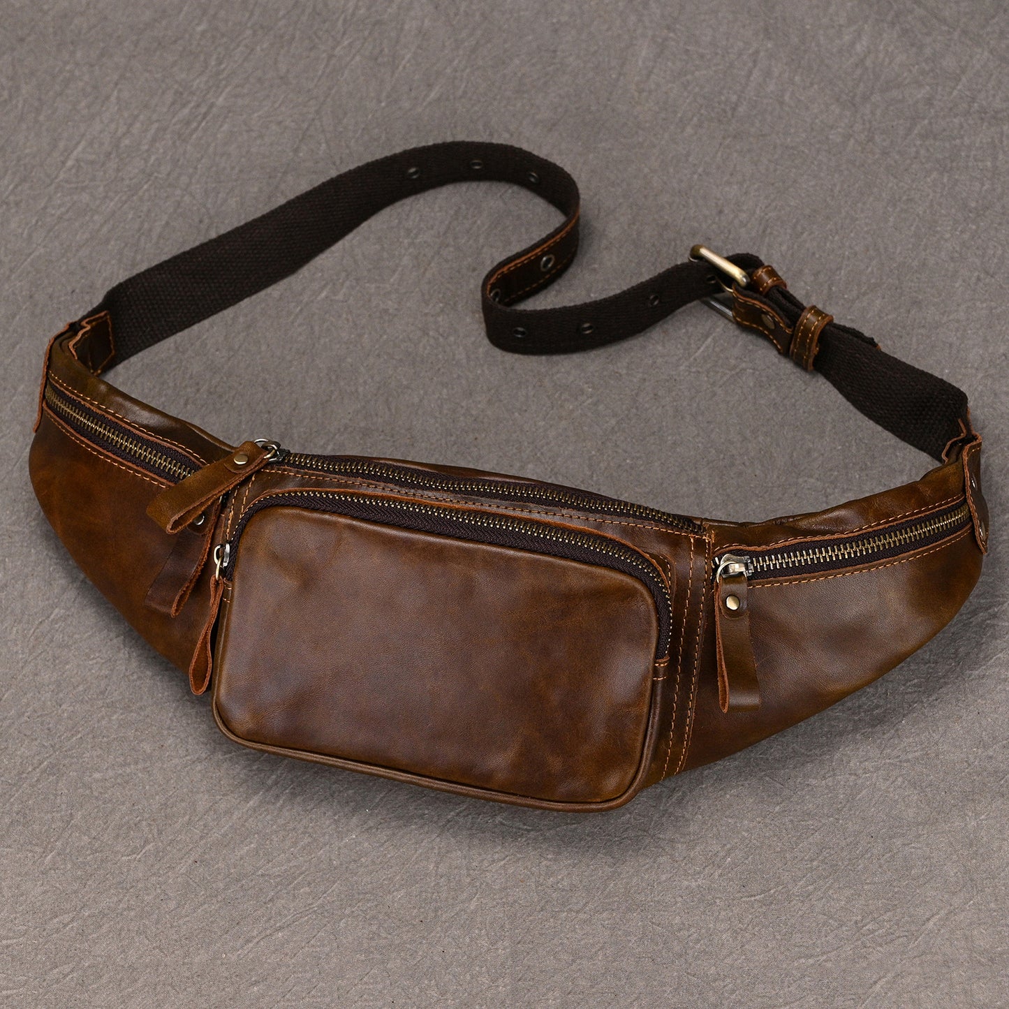 Oil Leather Multifunctional Waist Chest Bag, Minimalist Fashionable Crossbody Phone Pouch, Versatile Travel Pack for Men and Women