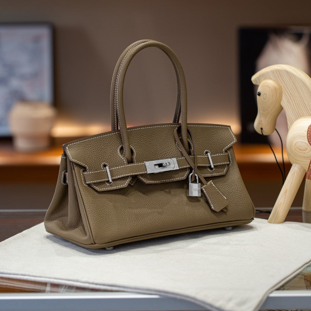 Chic Light Luxury Birkin-Inspired Shoulder Bag for Women, Elegant Top-Handle Crossbody Handbag with Premium Texture, Versatile Spring/Summer Commuter Purse