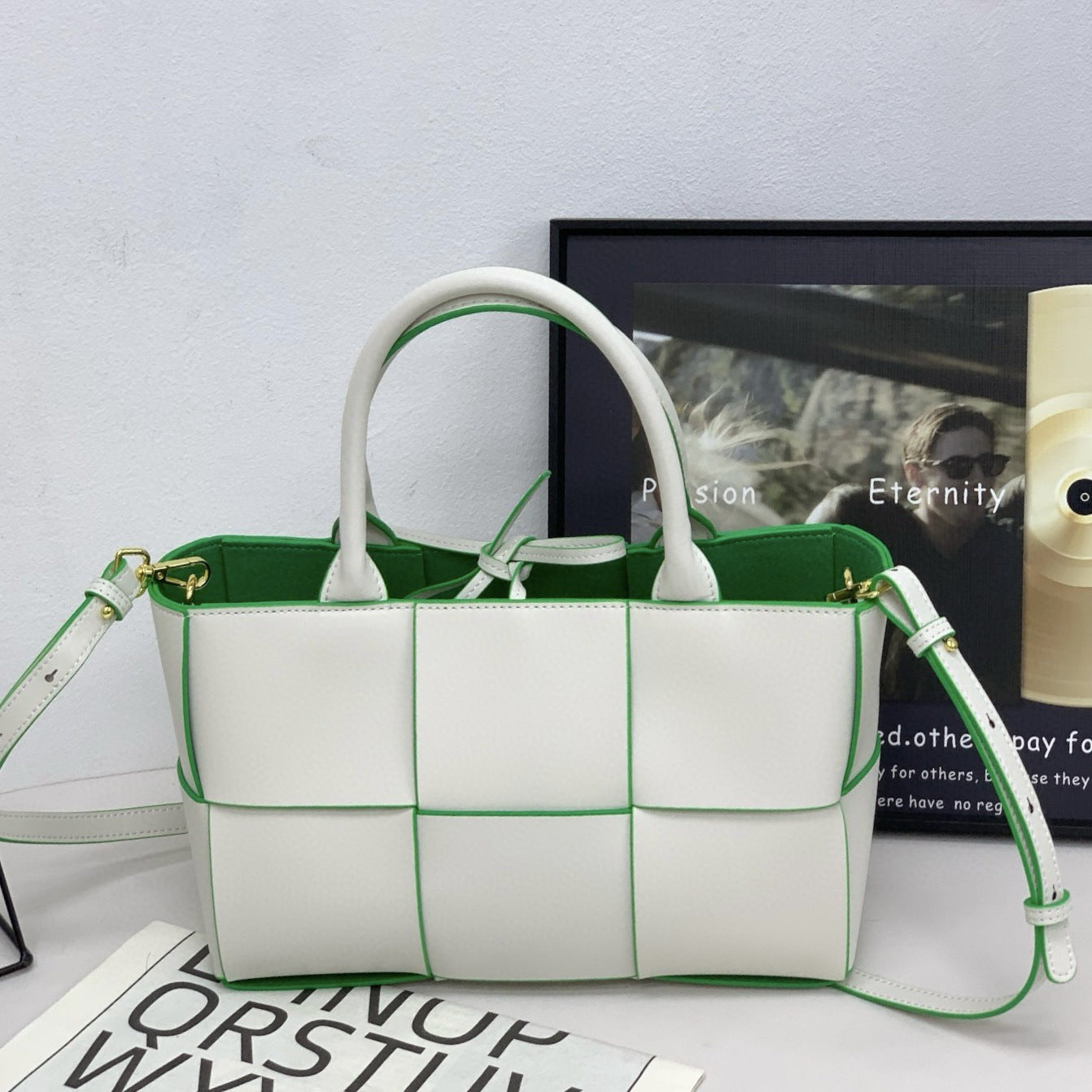 28CM Genuine Leather Woven Tote Bag for Women, Cowhide Handbag with Top Handles, Versatile Shoulder Crossbody Purse for Work Commute