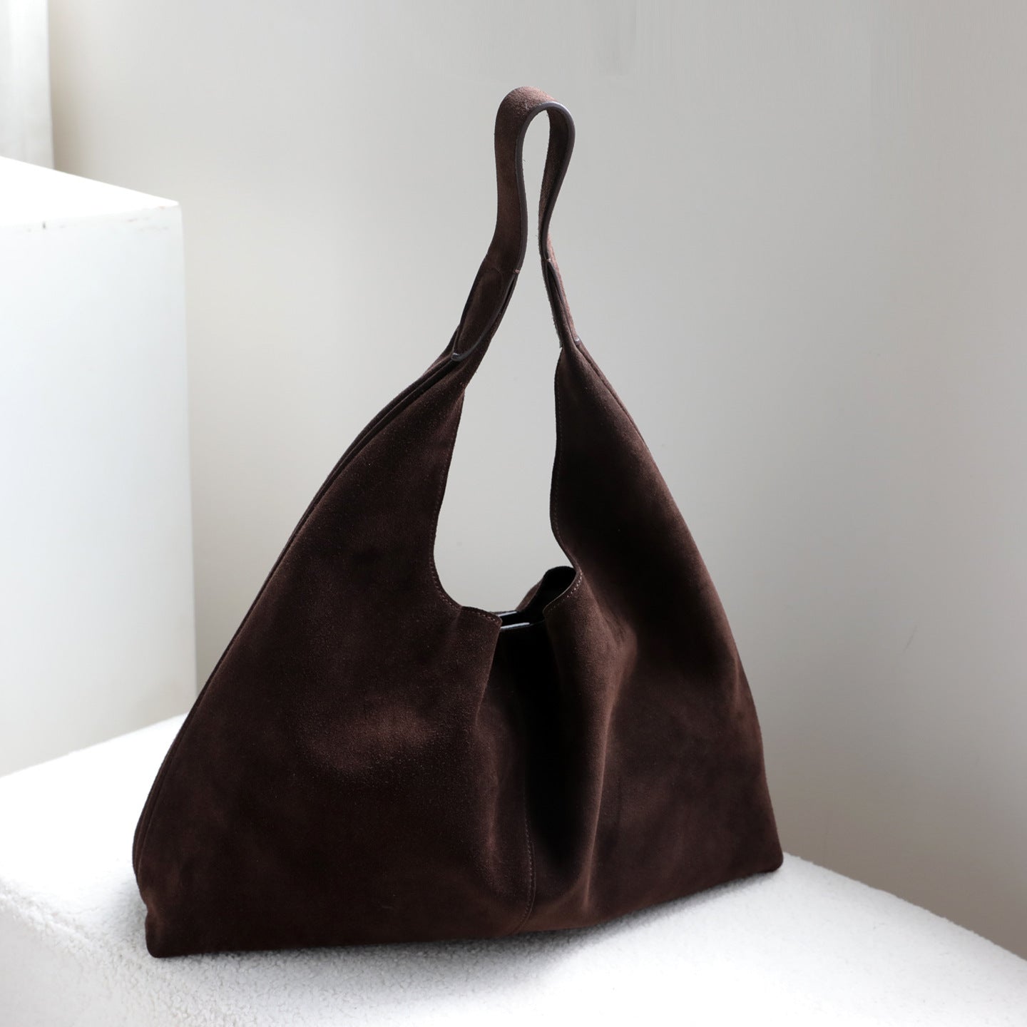 Suede and Top Layer Cowhide Tote Bag for Women Large Capacity Commuter Shoulder Handbag, Minimalist Relaxed Purse with Premium Texture