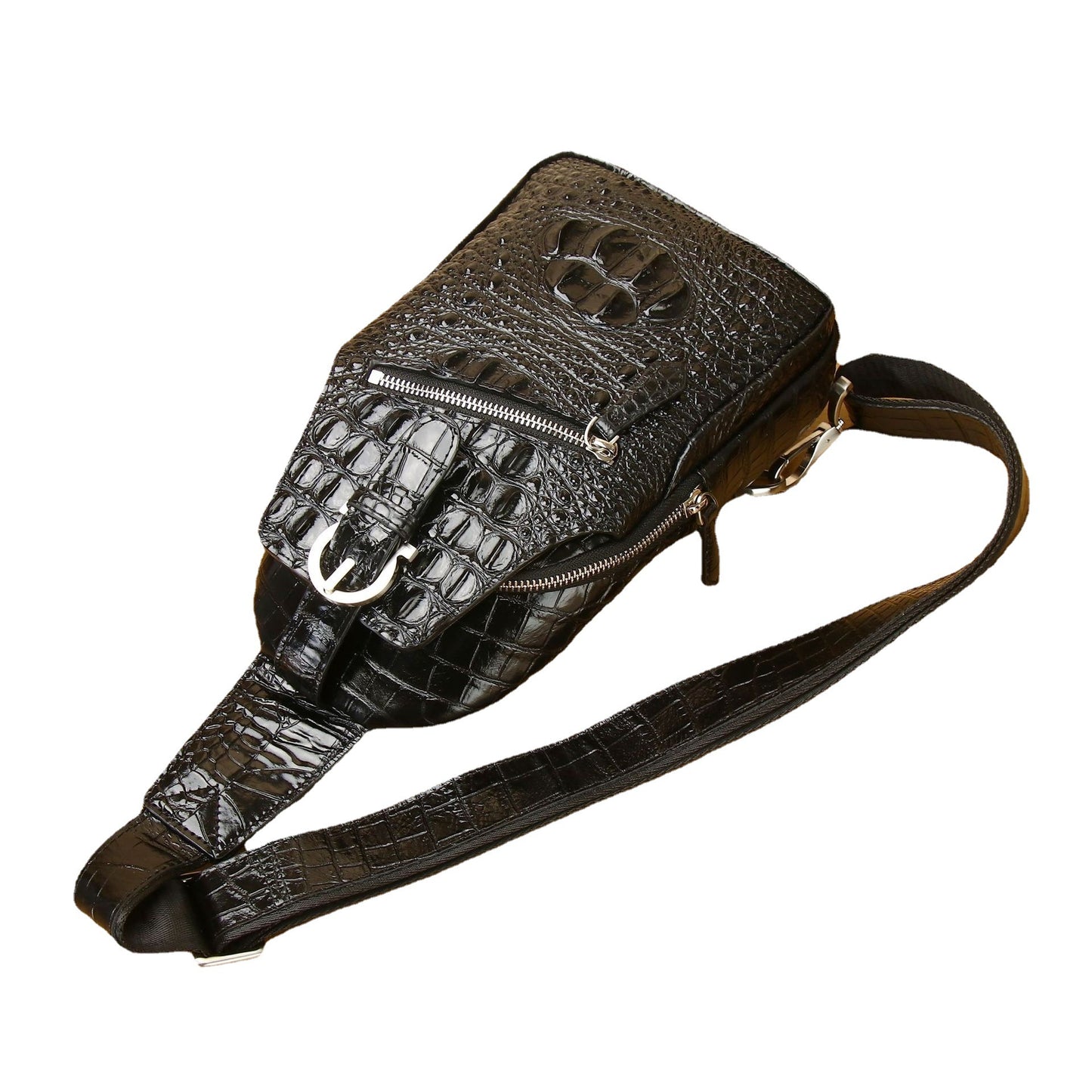 New Arrival Croc-Effect Outdoor Chest Bag for Men, A Trendy Crossbody Front Pack with Premium Sophisticated Design