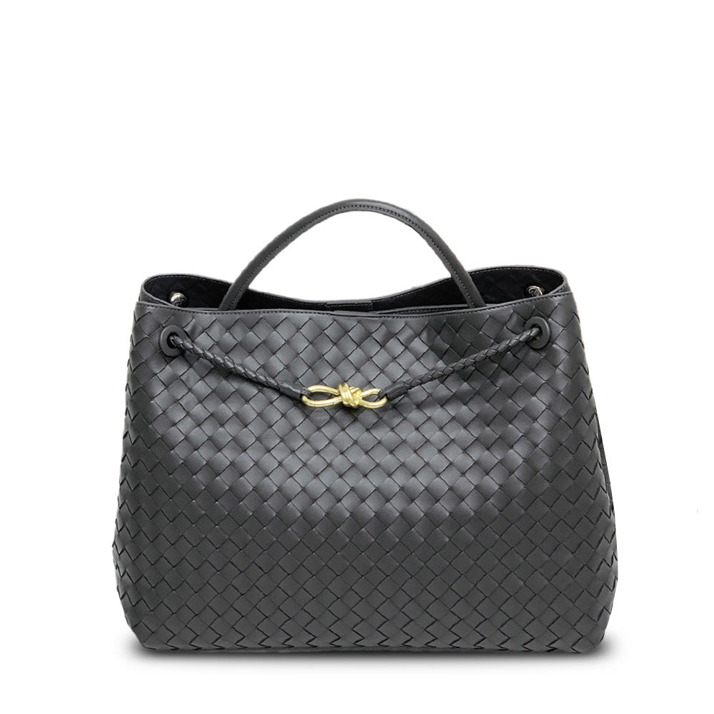 Large capacity 45CM leather woven figure-of-eight rope buckle portable underarm bag  fashion shoulder messenger bag bag women