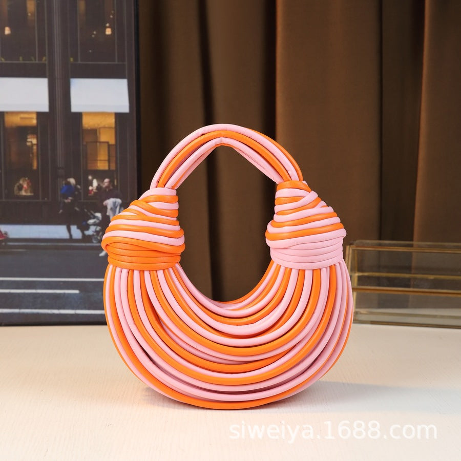 New Arrival Glossy Hand-Woven Knot Bag for Women, A Cloud Dumpling Clutch with Rope Detail & Trendy Design, Perfect for Everyday Style