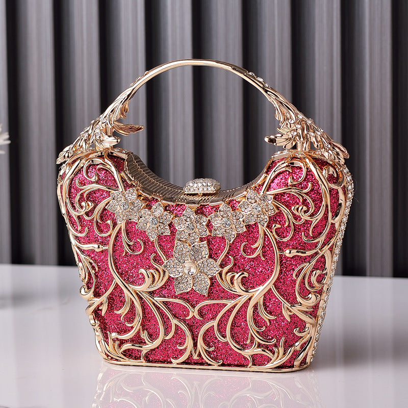Elegant Black Hollow-Out Evening Clutch for Women, A Sparkly Premium Banquet Party Handbag with Sophisticated Design, Perfect for Special Occasions