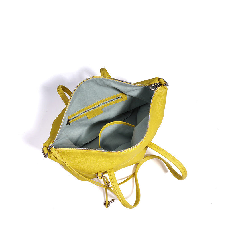 Niche Korean Style Genuine Leather Commute Bag, Premium Large Capacity Shoulder Crossbody Top Handle Purse, Versatile Handbag for Women