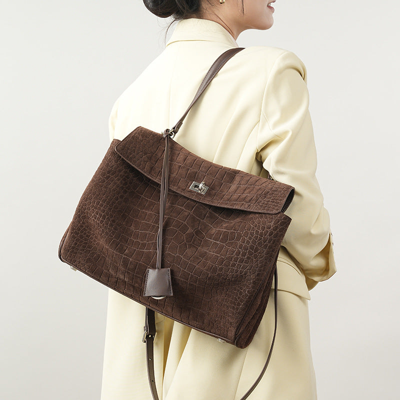 New Arrival Croc-Effect Suede Underarm Tote Bag for Women, A Large Capacity Shoulder Handbag with Casual Fashionable Design & Premium Feel