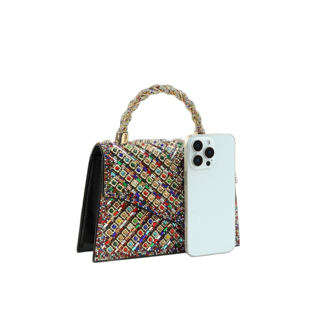 Spiral Rhinestone Evening Bag for Women Shoulder Crossbody Handbag, Premium Sparkling Purse with Glamorous Versatile Design