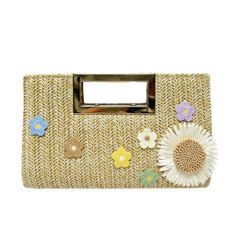 Chic Woven Straw Clutch for Women, A Stylish Chain Crossbody Shoulder Handbag with Top Handle & Eye-Catching Design, Perfect for Summer Beach Vacations & Everyday Style