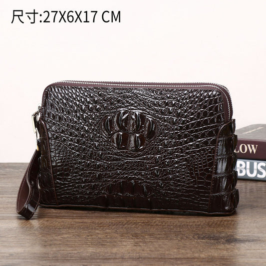 New Arrival Croc-Effect Double-Zip Clutch Bag for Men, An Anti-Theft Underarm Handheld Wallet with Combination Lock, Light Luxury Business Organizer