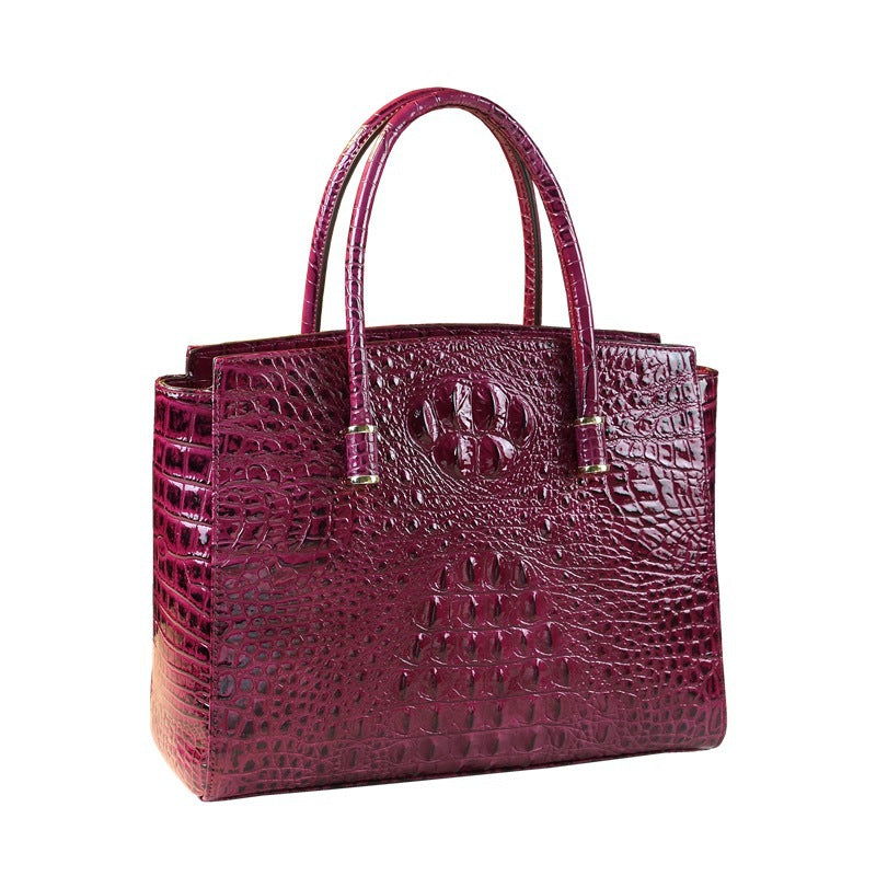 New Arrival Croc-Effect Large Capacity Tote Bag for Women, A Shoulder Top-Handle Handbag with Versatile Design, Perfect for Middle-Aged Moms