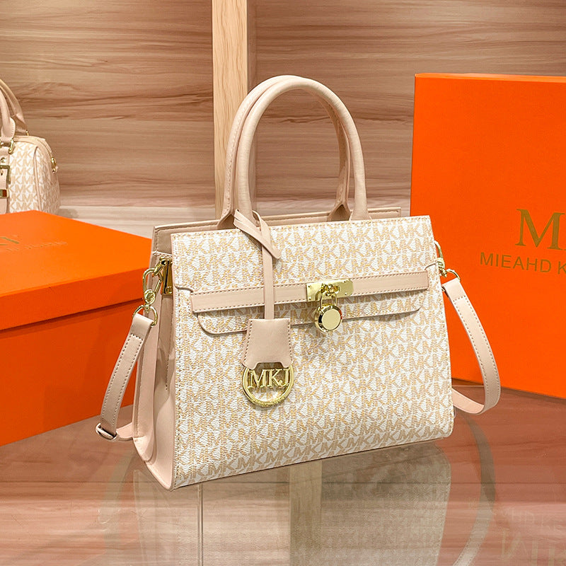 Premium Genuine Leather Birkin-Style Tote for Women | Hermès-Inspired Handbag with Trendy Letter Print from New Spring/Summer Collection | Euro-American Chic Top-Handle Shoulder Cross-Body Purse | Sophisticated Everyday Carryall with Statement Design