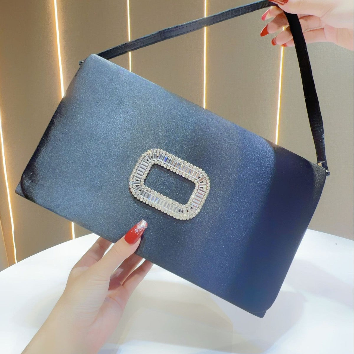 Women's Premium Chanel-Style Evening Bag, Large Capacity Top-Handle Crossbody Shoulder Handbag for Summer, Glamorous Purse