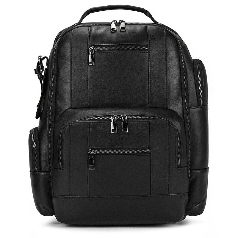Multifunctional Crazy Horse Leather Large Capacity Backpack, Outdoor Travel School Daypack, Fits 15-Inch Laptop for Men