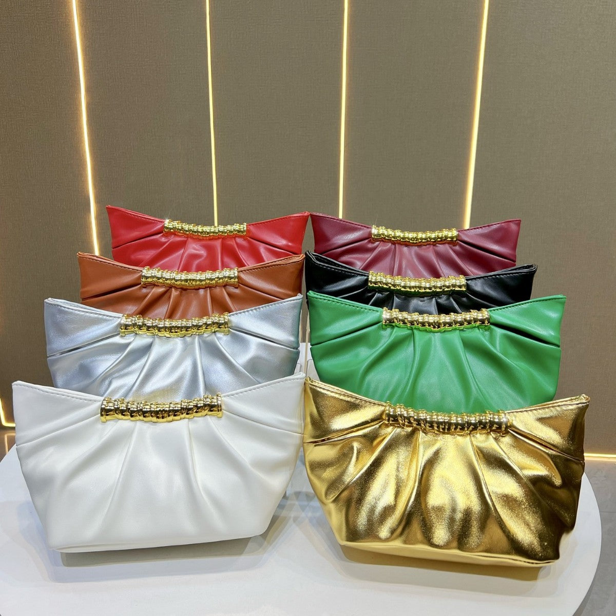 New Arrival Pleated Evening Clutch for Women, Minimalist Versatile Crossbody Purse with Elegant Pearl Accents, A Sophisticated Handbag for Wedding Banquet & Party