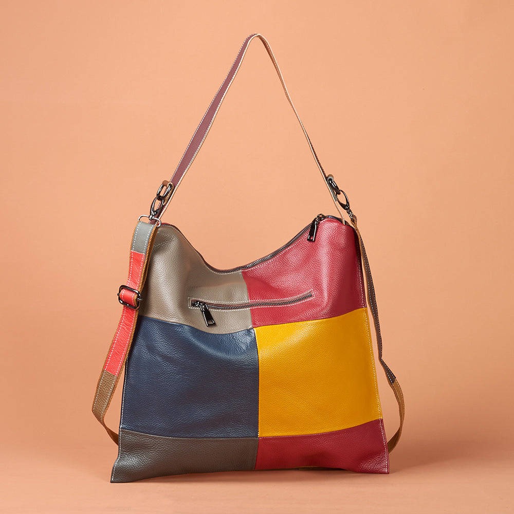 New European Vintage Hobo Bag in Top Layer Cowhide, Casual Shoulder Crossbody Purse, Stylish Handbag for Women