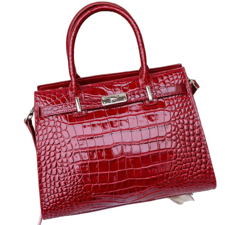 Chic Croc-Embossed Birkin-Inspired Tote Bag for Women, Premium Genuine Leather Top-Handle Crossbody Shoulder Handbag with Fashionable Design, Everyday Purse