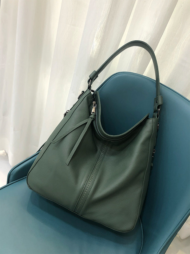 Genuine Top Layer Cowhide Large Shoulder Crossbody Top Handle Bag for Women, Versatile Everyday Handbag 1081 for Ladies