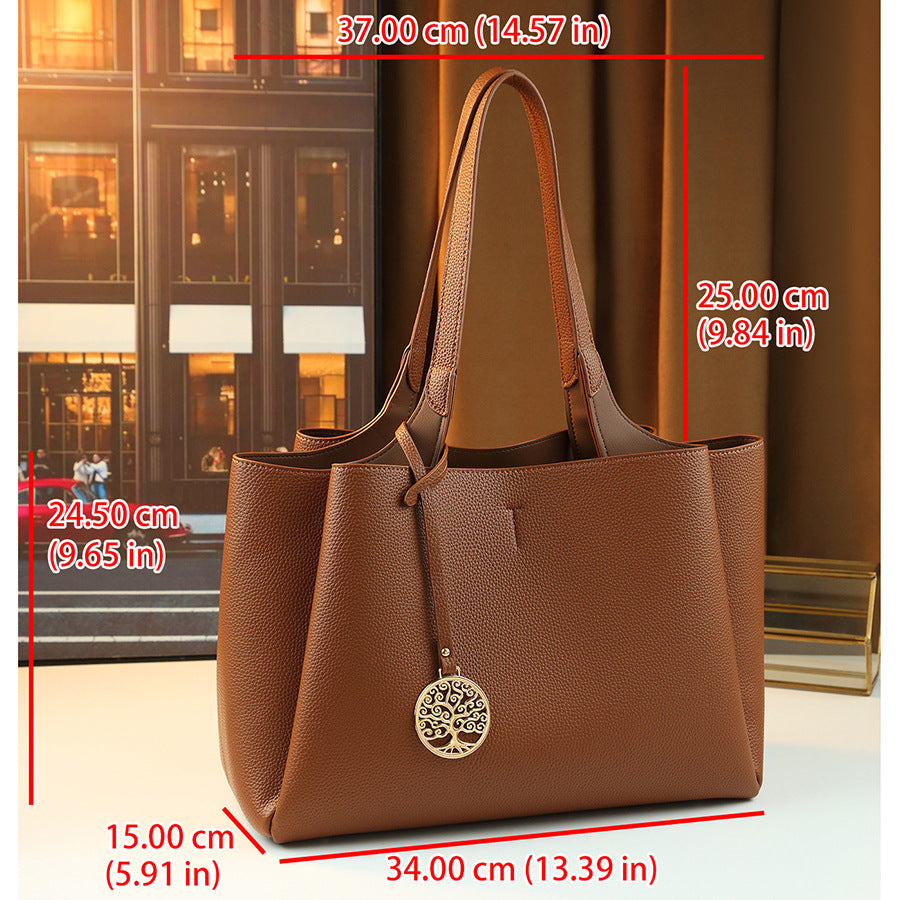 Pebble Grain Underarm Shoulder Bag for Women Light Luxury Long Strap Purse with Metal Charm, Large Capacity Versatile Everyday Handbag