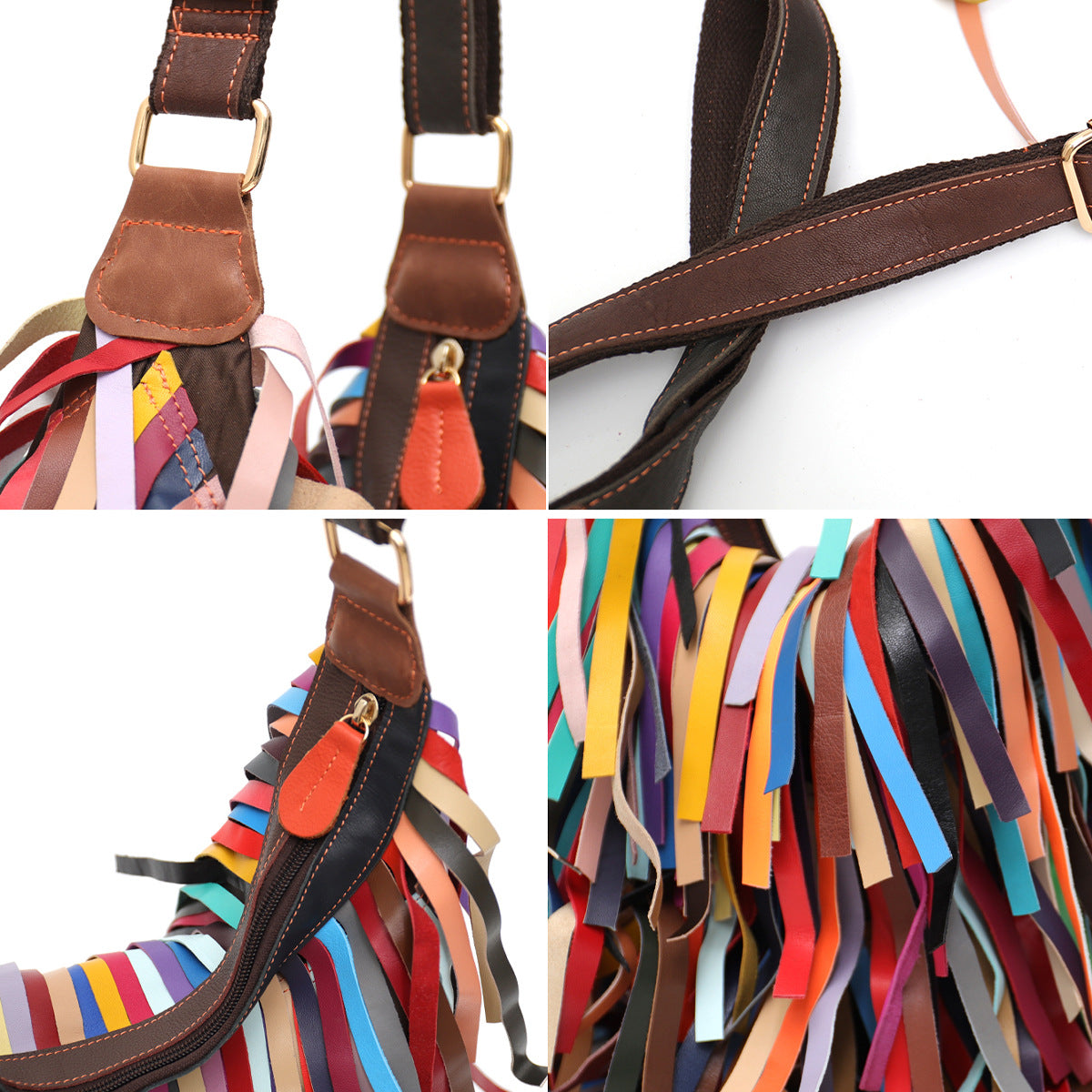 Genuine Sheepskin Leather Tassel Fringe Handbag for Women, New Arrival Large Capacity Candy Color Crossbody Shoulder Beach Bag, Light Luxury Travel Purse for Ladies