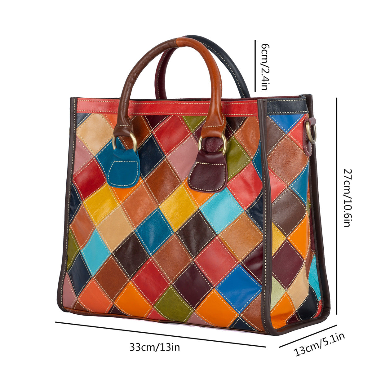 Genuine Leather Color Block Handbag for Women, Waxed Cowhide Top Handle Crossbody Purse, Niche Designer Shoulder Bag for Ladies