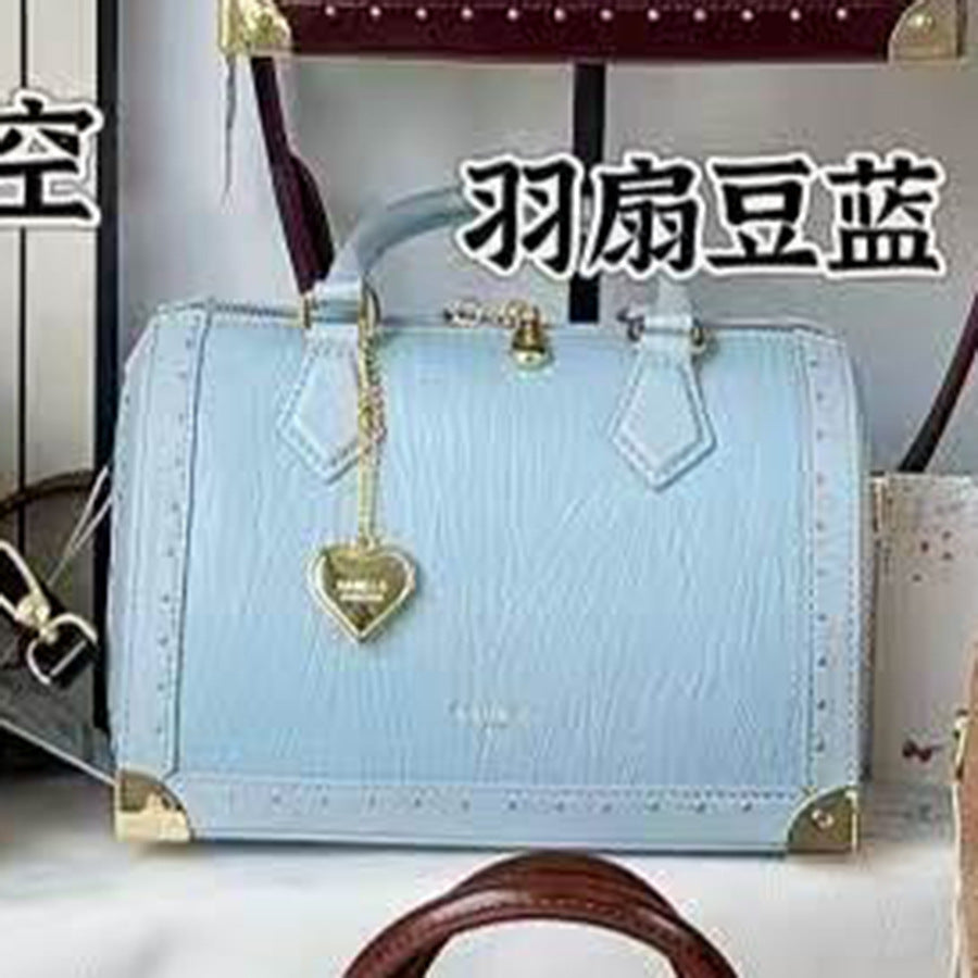 Studded Boston Pillow Bag for Women Vintage Commuter Top Handle Shoulder Crossbody Purse with Premium Hardware Accent