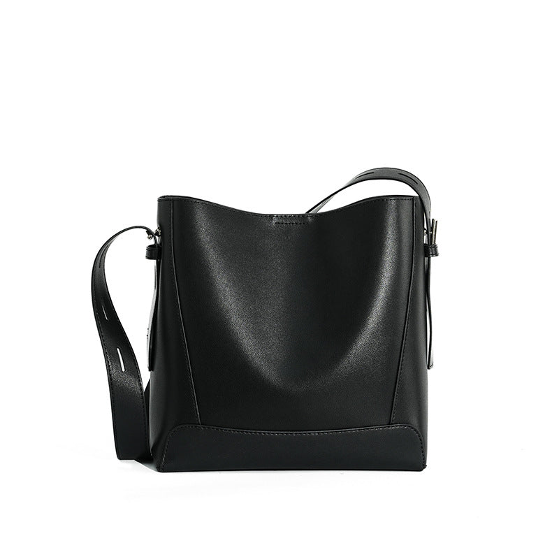 Genuine Leather Bucket Bag for Women, New Large Capacity Commute Shoulder Crossbody Purse, Premium Everyday Handbag for Ladies