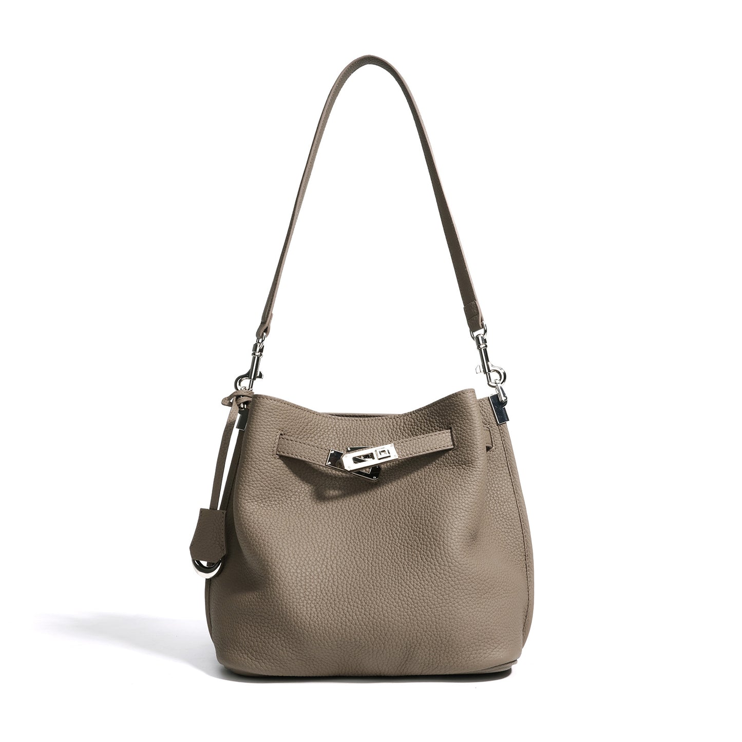 Genuine Soft Pebbled Leather Bucket Bag for Women, Fashionable Versatile Shoulder Crossbody Purse, Minimalist Niche Design Handbag for Ladies