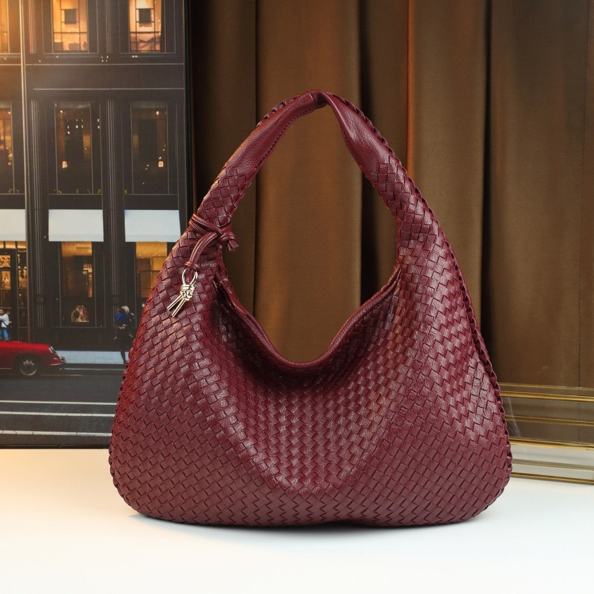 Handwoven Dumpling Bag for Women Vintage European Style Shoulder Underarm Handbag, Large Capacity Casual Purse with Artisan Texture